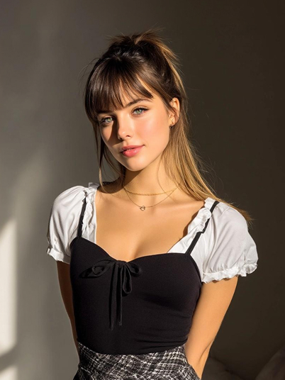 original image and effect image showing a woman holding lipstick standing before the mirror alongside a horror clown 1