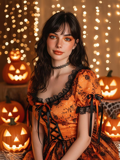 original image and cute Halloween pumpkin-inspired filter effect
