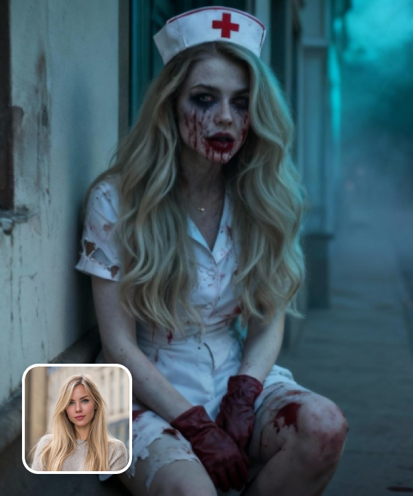 original image and spooky nurse filter effect