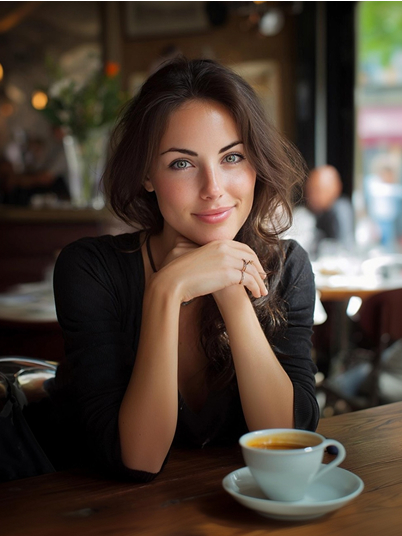 original image and effect image showing a woman sitting before a spooky mirror 1