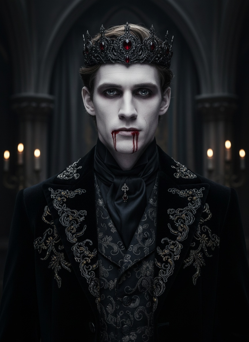 original image and spooky male vampire filter effect