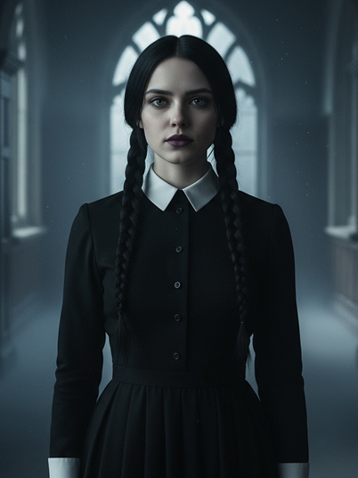 original image and Wednesday filter effect with a church in the background