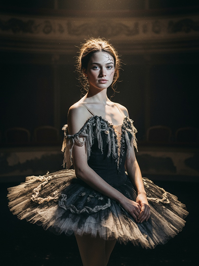 original image and eerie cursed ballerina filter effect