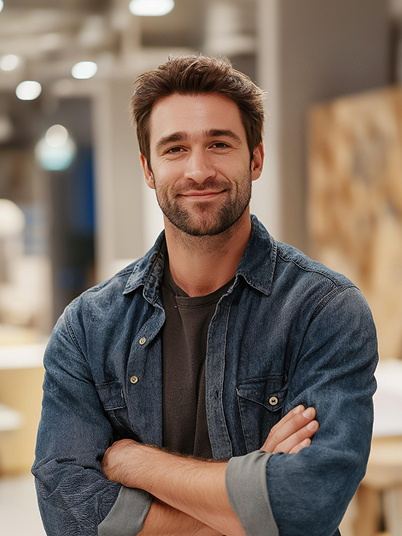 original image and effect image showing a man eating popcorn on the couch with Michael Myers standing behind him 1