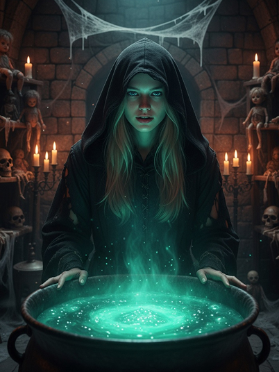 original image and mysterious witch filter effect